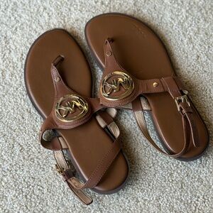 Michael Kors Tan Sandals with Gold Accents